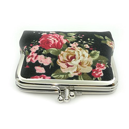 Cute Floral Buckle Coin Purses Vintage Pouch Kiss-Lock Change Purse Wallets (01) #TOP3