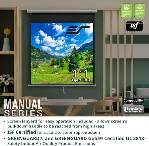 Image of Elite Screens Manual Series, 106-INCH 16:9, Pull Down Manual Projector Screen with AUTO LOCK, Movie Home Theater 8K / 4K Ultra HD 3D Ready, 2-YEAR WARRANTY, M106UWH, Black