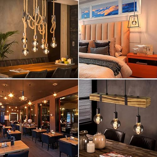 Edison Vintage Glühbirne E27, E27 LED Vintage Dimmbar 4W Retro Glühbirne LED Filament Lampe Warmweiß Ideal für Nostalgie und Retro Beleuchtung im Haus Café Bar,Rauchgrau Glas- 6 Stück (G80 YHS)