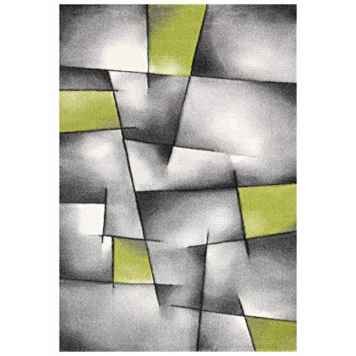 UN AMOUR DE TAPIS - Tapis moderne 1021 - Tapis salon brillance ultimate - gris, noir, vert - 160 x 230 cm