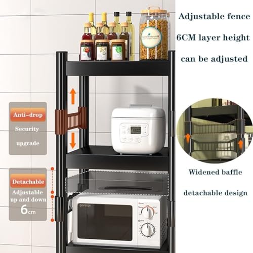 Utility Kitchen Baker's Rack con supporto per microonde a 4 ripiani, carrello per caffetteria, carrello su ruote, salvaspazio, per casa e cucina - immagine 3