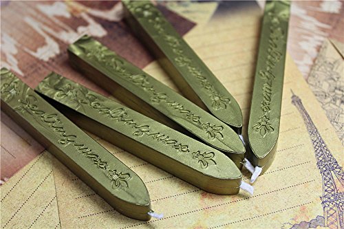 Manuscript Sealing Seal Wax Sticks Wicks for Postage Letter (5PCS Green Gold)