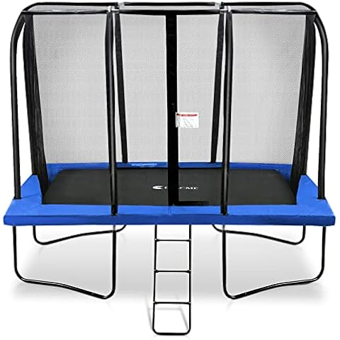 Exacme 7x10 Foot Rectangle Trampoline with Intra Enclosure Net Ladder, High Weight Limit, Easy Installation (Green) Cover