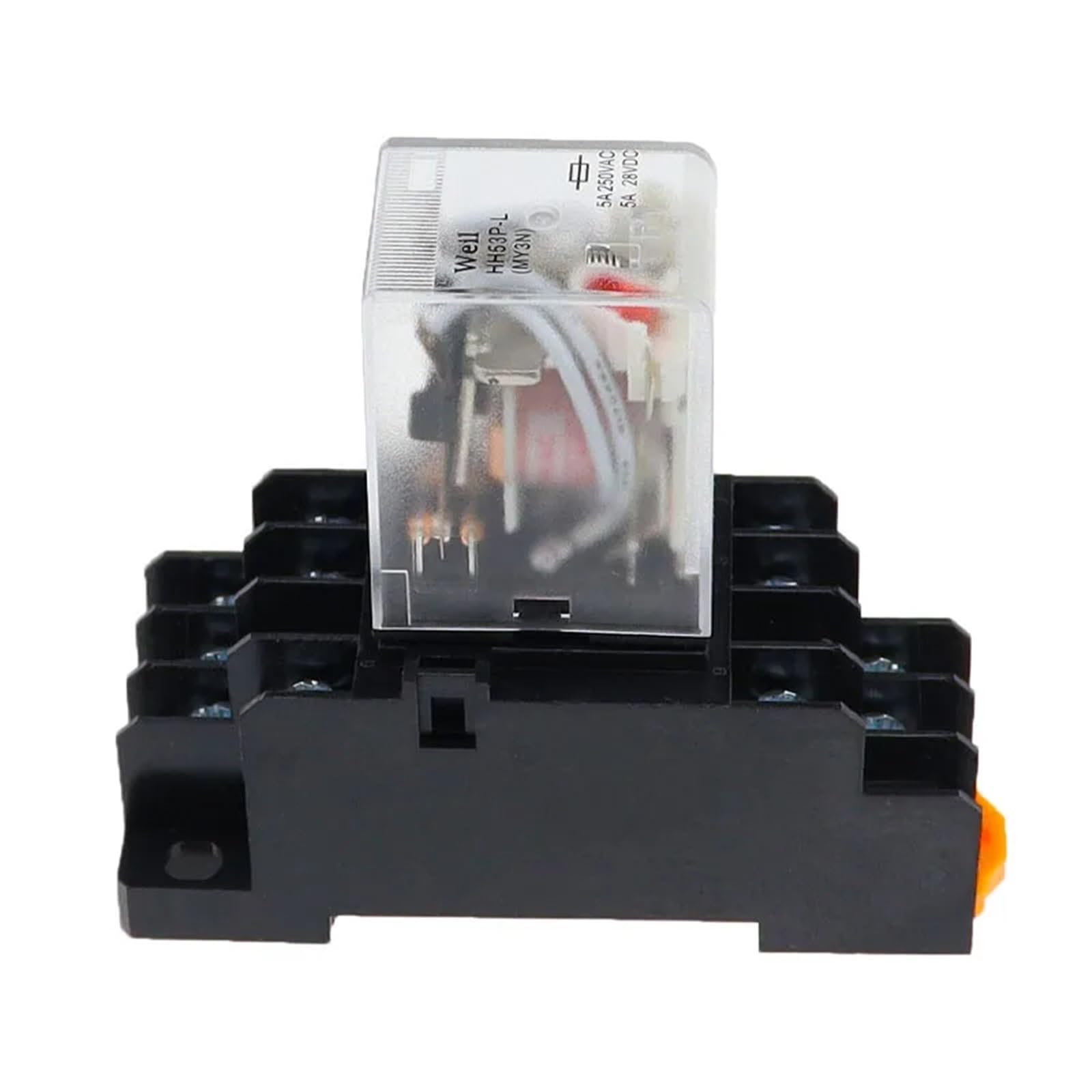 Zestaw 10 przekaźników elektromagnetycznych HH53P MY3NJ z podstawą 11-pinową 3 NA/3 NC 5 A 110/220V AC 12/24V DC biały (AC110V)