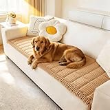 Awjcsv Couch Cover for Dogs Washable, Fuzzy Pet Couch Covers for 3 Cushion Sofa Pet Friendly, Non Slip Sofa Cover (Light Brown, 27.6' x 70.9'/70 x 180cm)