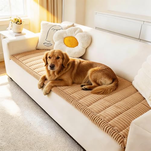 Awjcsv Couch Cover for Dogs Washable, Fuzzy Pet Couch Covers for 3 Cushion Sofa Pet Friendly, Non Slip Sofa Cover (Light Brown, 27.6' x 82.7'/70 x 210cm)