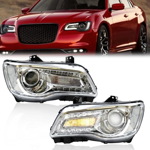 VLAND 2011-2023 Chrysler 300/300C Headlights W/LED Dual Beam Projector W/o Bulbs Chrome
