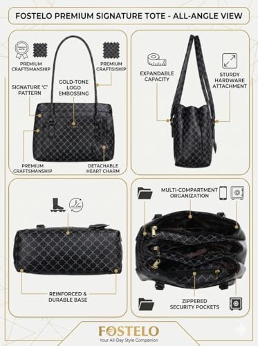 Image of Fostelo Women's Felisa Satchel Tote Handbag for Women | Ladies Purse | Stylish Shoulder Bag | Gift For Women