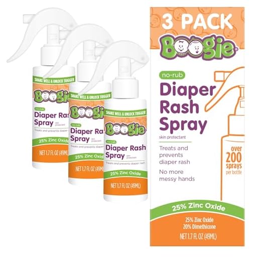 Baby Diaper Rash Cream Spray by Boogie Bottoms, No-Rub Touch Free Application for Sensitive Skin, Over 200 Sprays per Bottle, 1.7 oz, Pack of 3