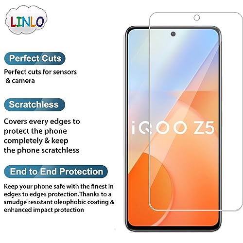 Image of Tempered Glass Screen Protector Compatible for iQoo Z5 5G with Full Screen Coverage; Except Edges and Easy Installation Kit(Transparent), Pack of 1