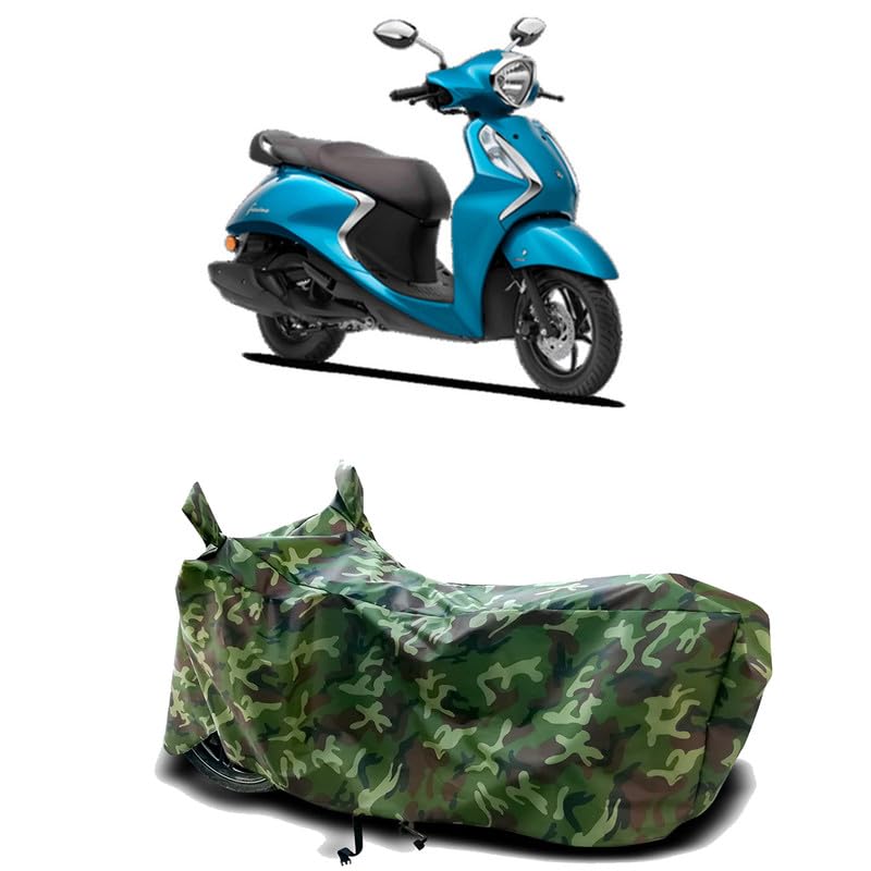 Image of DUFFEL-100% Heat Protection Two Wheeler Bike /Scooty Body Cover for Yamaha Fascino 125 Water Resistance /UV-Rays /Birds Dropping /Scratchproof /Dust Proof /Waterproof[Green Jungle Print]