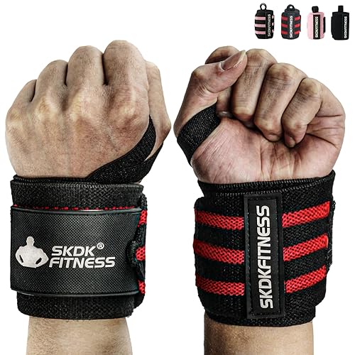 SKDK Wrist Wraps- Wrist Straps for Weightlifting with Thumb Loop,12"18"21"Professional Wrist Straps for Wrist Support,Powerlifting,Strength Training,Bodybuilding,Men & Women(Pair)