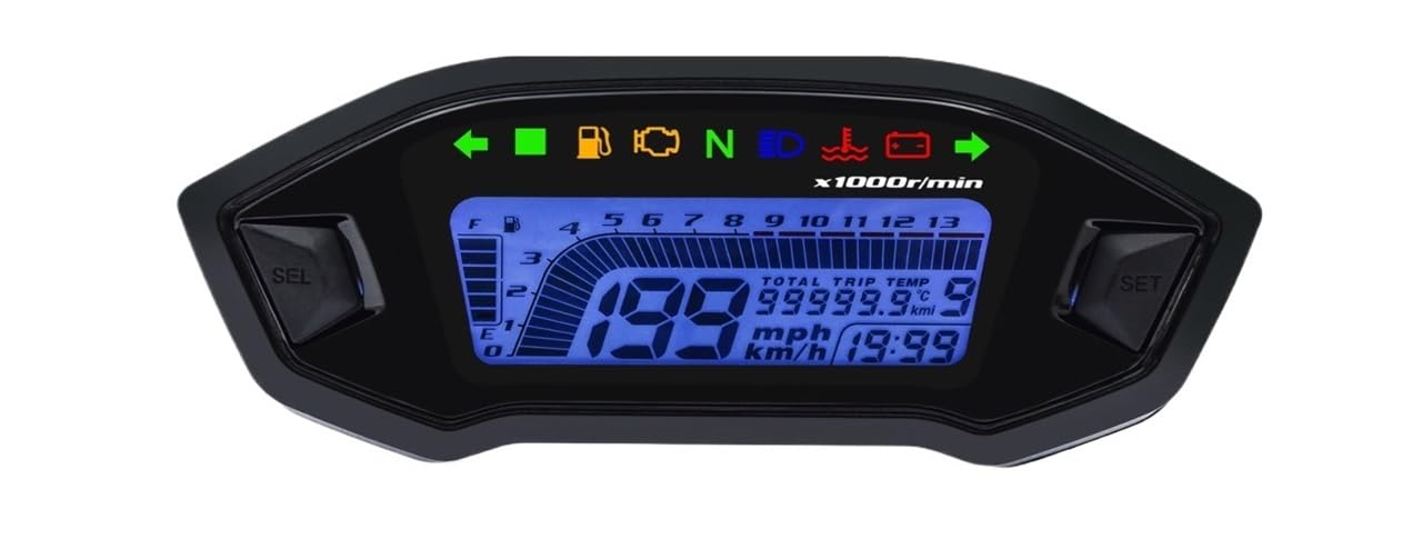 Compteur de Vitesse Digital Moto Compteur De Vitesse Numérique Universel pour Moto 13000 TR/Min, Odomètre, Double Compteur De Vitesse, Odomètre, Tableau De Bord