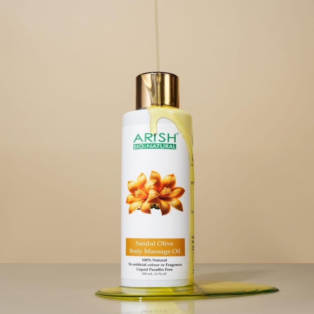 ARISH BIO-NATURAL Sandal Olive Body Massage Oil for Combination Skin – 200ml | Nourishing & Moisturizing-image-5
