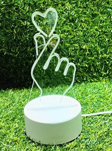 Image of 3D USB Acrylic Night Light LED Table Desk Bedroom Decor Gift Warm Table Lamp for Bedroom Living Room (Heart Light)