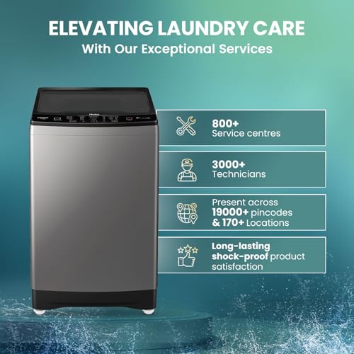 Image of Haier 8 kg 5 Star Oceanus Wave Drum Washing Machine Fully Automatic Top Load (‎ETL80-HBFS5NZP,Brown Grey)
