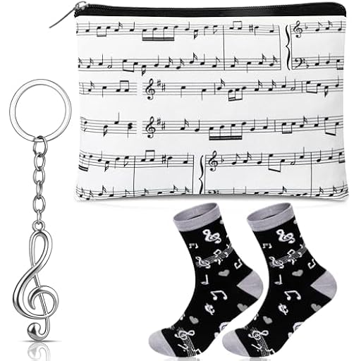 Xuniea Set de Regalo Musical de 3 Piezas Bolsa de Cosméticos Divertida Calcetines Llavero con Notas Musicales Regalo de Cumpleaños y Navidad para Músicos, Amantes y Estudiantes de Música | Ya disponible en tu tienda friki favorita! En mundofriki.es! Xuniea Set de Regalo Musical de 3 Piezas Bolsa de Cosméticos Divertida Calcetines Llavero con Notas Musicales Regalo de Cumpleaños y Navidad para Músicos, Amantes y Estudiantes de Música | Ya disponible en tu tienda friki favorita! En mundofriki.es!