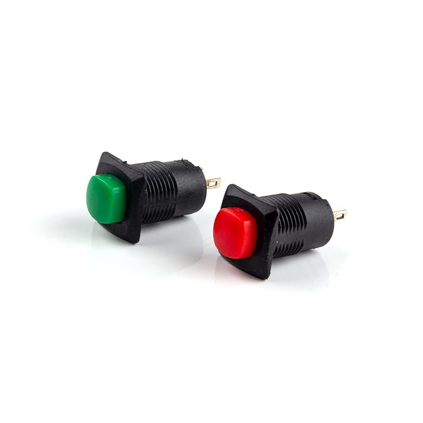 POWTAXBJGD 10 Pcs/lot DS-425 DS-426 Self-Locking 2 Pin 250V 1.5A Push Button Switch Tactile Tact Switch Direct Patch Metal Interruptor M12(10 Red,Self-Reset)