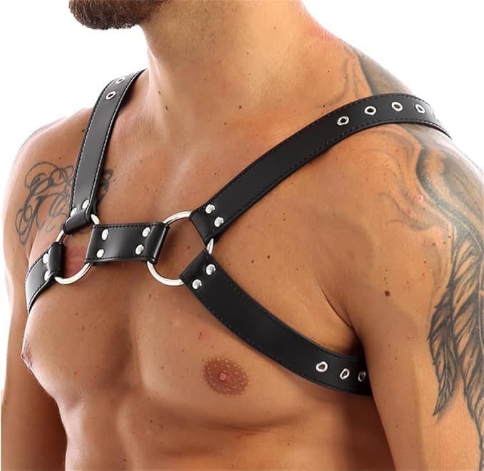 Aimery Men's Leather Harness Buckle Body Chest Harness Punk Adjustable Straps Top Nightclub Clubwear Costume Cosplay2