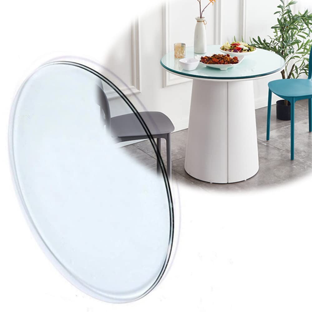 FREAZE Table à Manger Ronde en Verre Transparent Clair 100cm x 50cm pour Extérieur Jardin et Salle à Manger (Size : 40cm/16in)