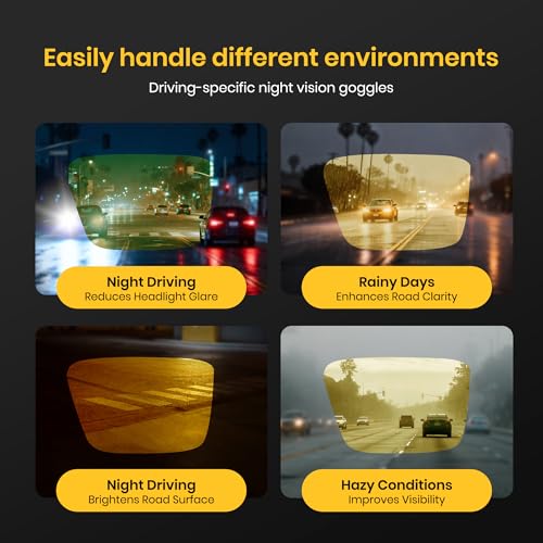 Image of Cyxus Night Vision Glasses for Driving, TR90 Blue Light Blocking Glasses, Photochromic Anti Glare Night Driving Glasses for Men Women, UV Protection Day Night Use Eyewear 8208