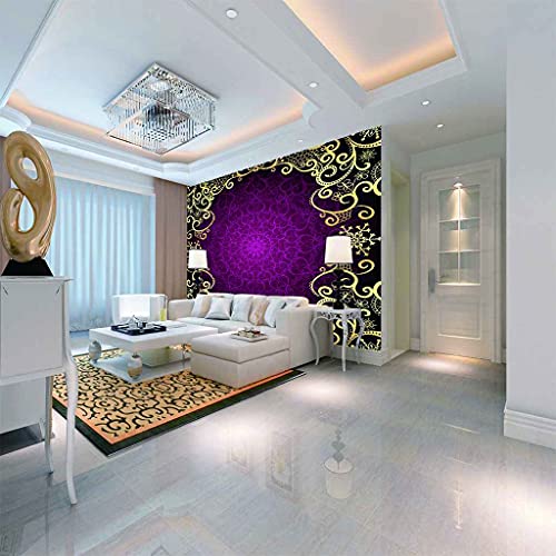 Papier peint panoramique violet motif art 3D 400x280 cm grand format élégant - 5