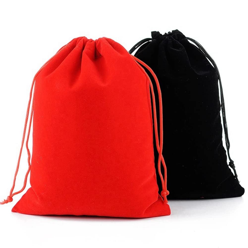 Sacchetti grandi in velluto, 10 pezzi, 30 x 40 cm, con coulisse, in velluto, per matrimoni, feste, confezioni regalo, colore nero