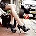 Bubumei Women Lace Up Stiletto High Heel Pumps Platform Sexy Closed Toe Court Shoes Black
