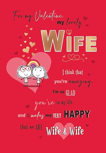 Piccadilly Greetings Valentine's Day Card, For my Lovely Wife to Wife - 9 x 6 inches