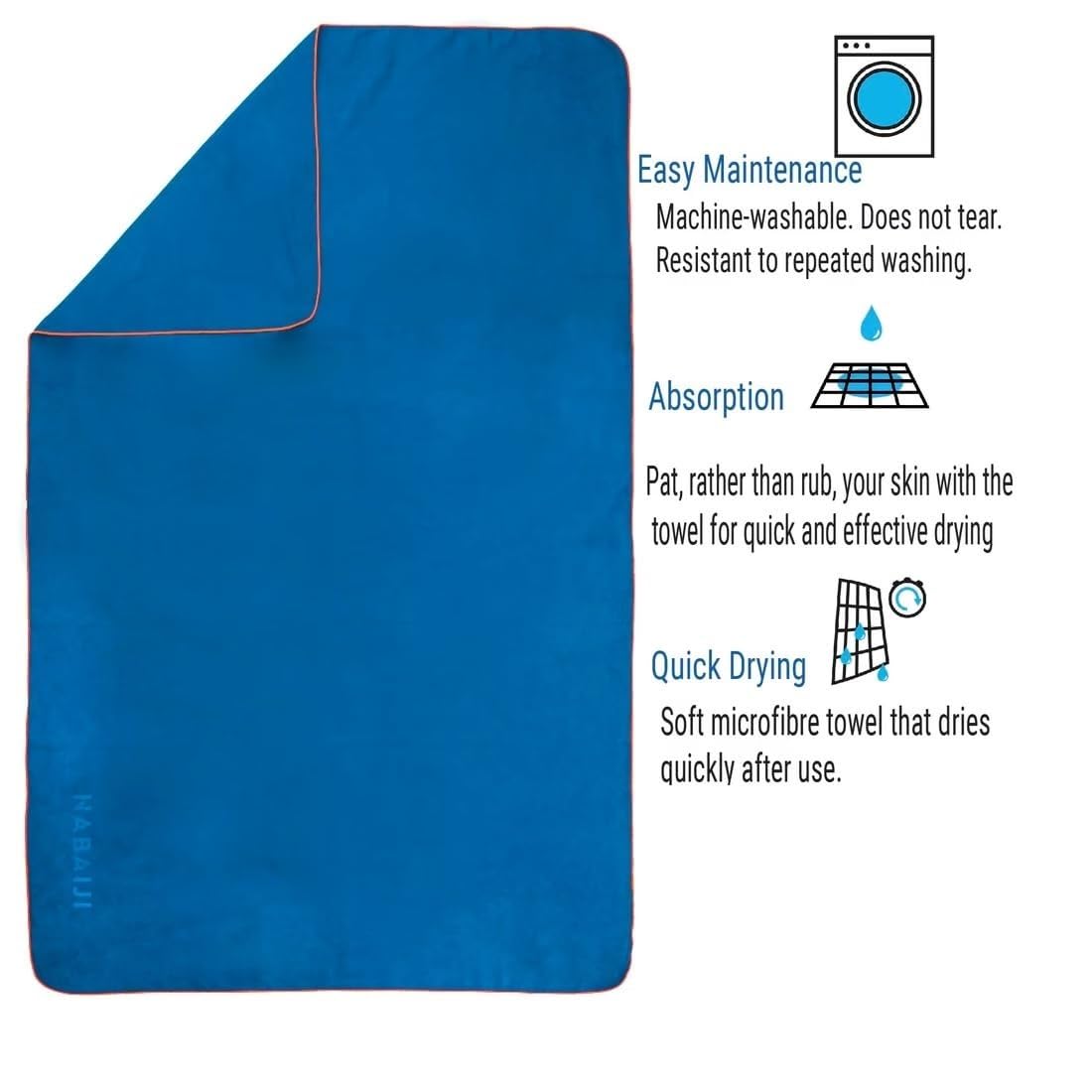 Decathlon Microfiber Towel Size L 80 x 130 cm (Blue) 2