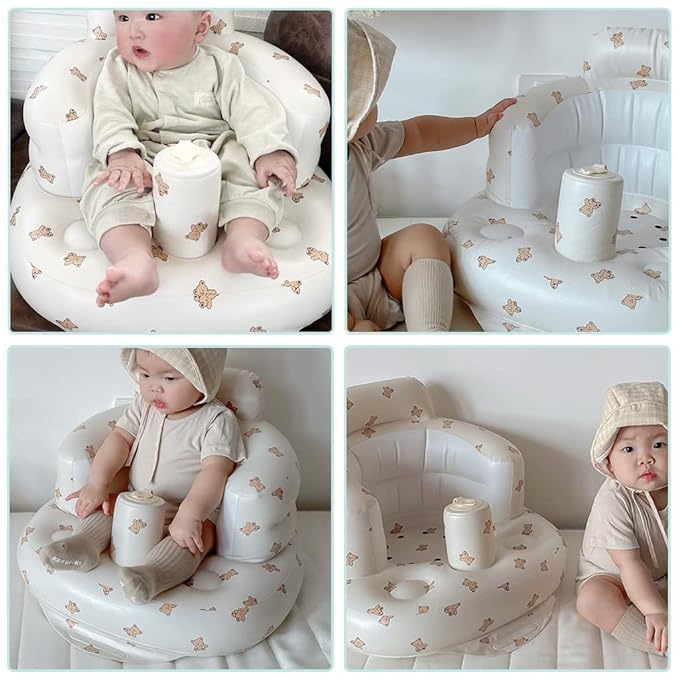 Image of Baby Inflatable Seat for Infant Support Seat Summer Toddler Babies 3 Months Chair for Sitting Up, Baby Shower Chair Floor Seater Gifts with Chair Seat Cute Sofa Learn Stool Training Seat.