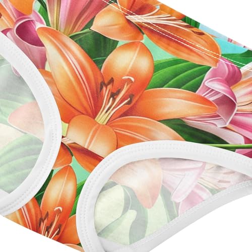 Bouquet Lilies Orange Girls Underwear Toddlers 2t Cotton Panties for Girl Personalized Kids Briefs Undies4