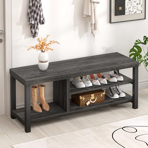FOLUBAN Entryway Bench, Rustic Wood Shoe Storage Bench for Hallway