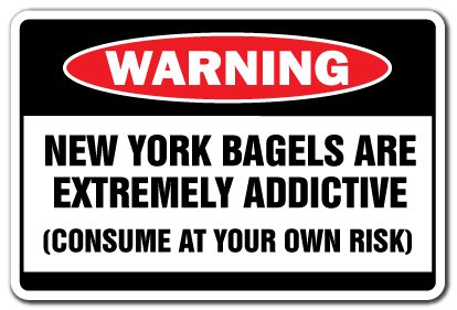 New York Bagels Warning Aluminum Sign Shop Restaurant Deli Fresh hot Bakery