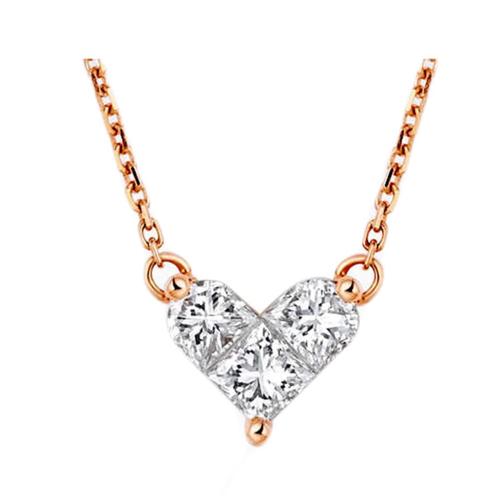 Collares de diamantes creados en laboratorio, collar de cadena para mujer, colgante de corazón de rompecabezas blanco, joyería de oro rosa de 9 K, 14 y 18 quilates