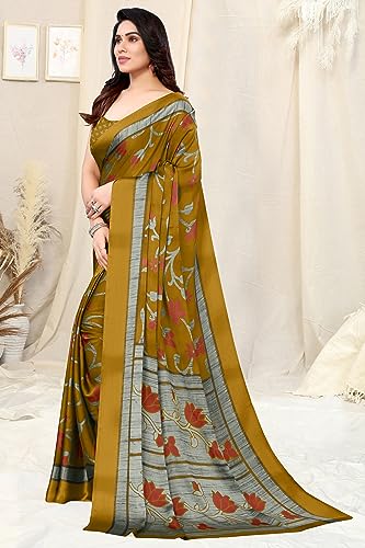 Image of MIRCHI FASHION Saree for Woman Chiffon Floral Printed | Lightweight Daily Wear Women's Sari with Unstitched Blouse Piece (Available in 20 Colors)