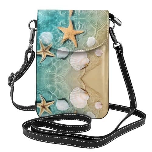 Sac de plage étoile de mer en PU pour smartphone et portefeuille en vacances