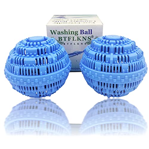BTFLKNS® Premium Washing Balls, Eco-Friendly Laundry Balls, Super Soft Shell Doesn't Hurt Clothes, Advanced Ceramic Balls, 2000 Washing Cycle Laundry Balls, All Natural Detergent(2Pack,Blue)