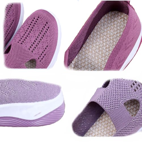 Women's Orthopedic Slip-On Sneakers Wide Width Breathable Woven Walking Shoes with Arch Support for Moms, Diabetic and Nurse4