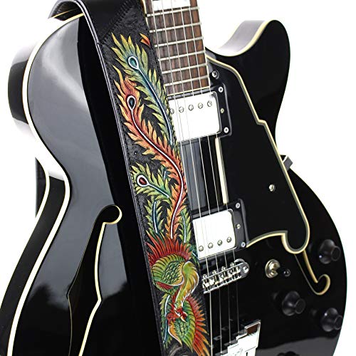 Walker And Williams KB-31 Sangle fine en cuir pleine fleur avec phénix dessiné à la main Noir - Les Beatles, Paul McCartney, John Lennon, RIngo Starr, George Harrison Walker And Williams KB-31 Sangle fine en cuir pleine fleur avec phénix dessiné à la main Noir – Image 6