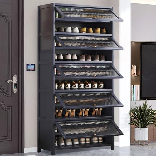 Voclym Tall Shoe Cabinet with Acrylic Doors, 10-Tier Freestanding Shoe Storage Rack, 40-45 Pairs Large Capacity Shoe Rack, 67.7