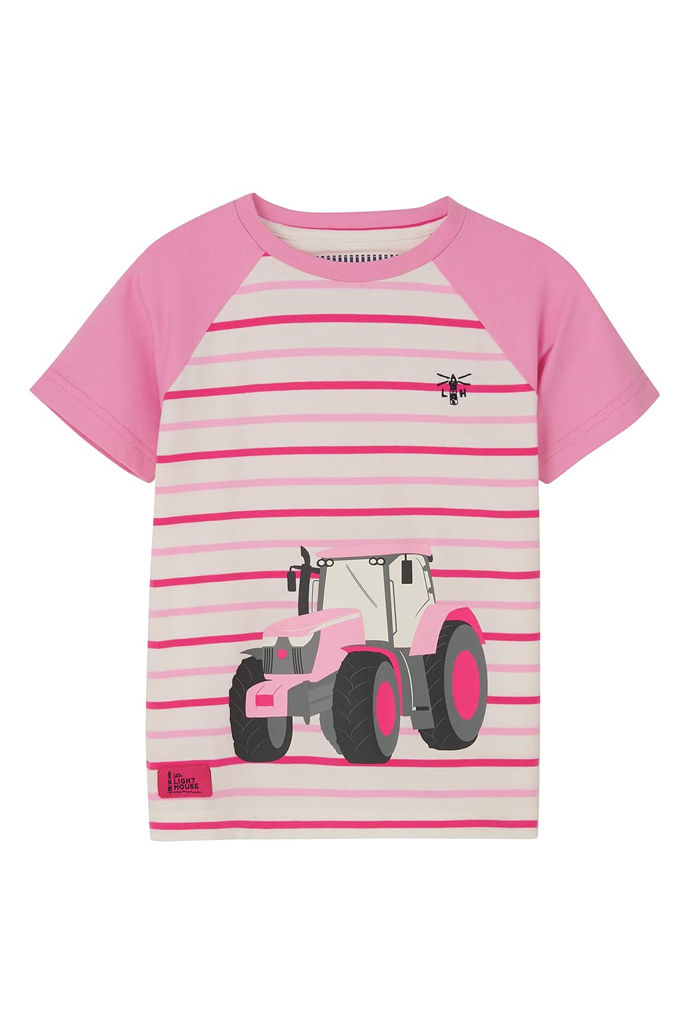 LightHouse Girls Causeway Tee - Kids Short-Sleeved Cotton Stretch T-Shirt - Sweet Pea Tractor - 5-6years
