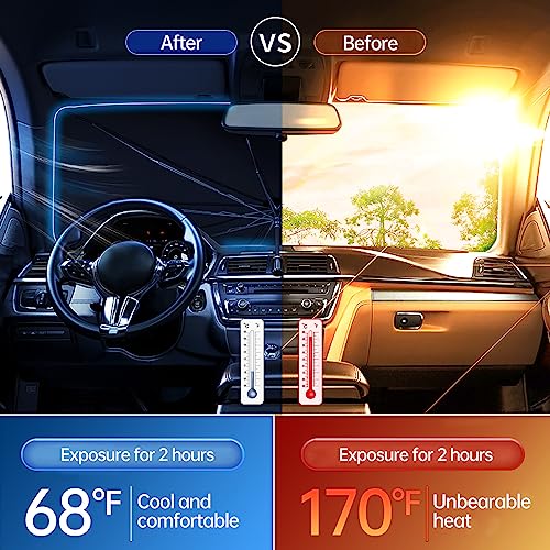 Image of 2026 Windshield Sun Shade Umbrella, Foldable Car Umbrella Sunshade with UV Block Car Front Window (Heat Insulation Protection) for Auto Windshield Covers Trucks Cars (Large)