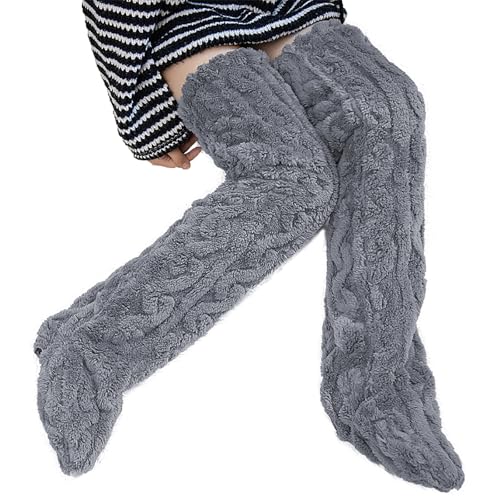 Image of Clobeau Over Knee High Fuzzy Socks Slipper Stockings Leg Warmers Winter Sleeping Socks Christmas Stockings Boot Socks