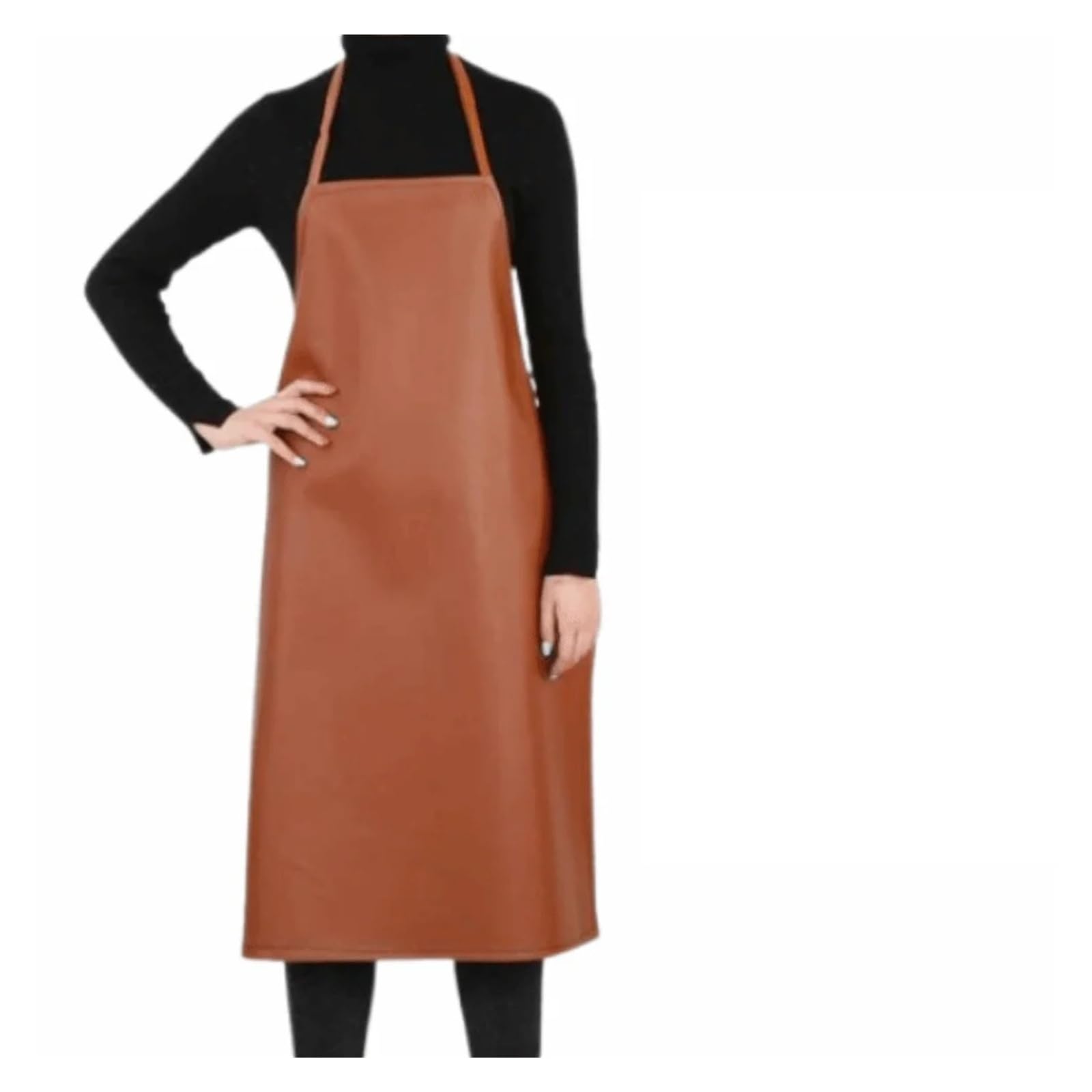 LNHHG Welding Clothes, Thickened PU Leather Apron Oil Resistant Work Waterproof with Welding Protective(95cm Brown)