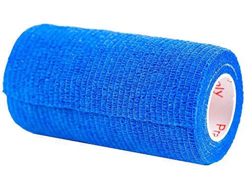 Image of Vet Wrap Tape (Blue) (2 Pack) (4 Inch x 15 feet) Self Adhesive Adherent Adhering Cohesive Flex Self Stick Bandage Grip Roll Dog Cat Pet Horse