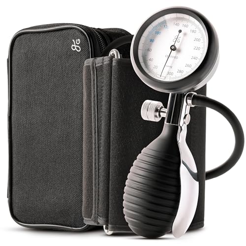 Greater Goods Sphygmomanometer, Latex-Free Manual Blood Pressure Cuff, Home Use, Elderly Care with Carrying Case, Onyx Black