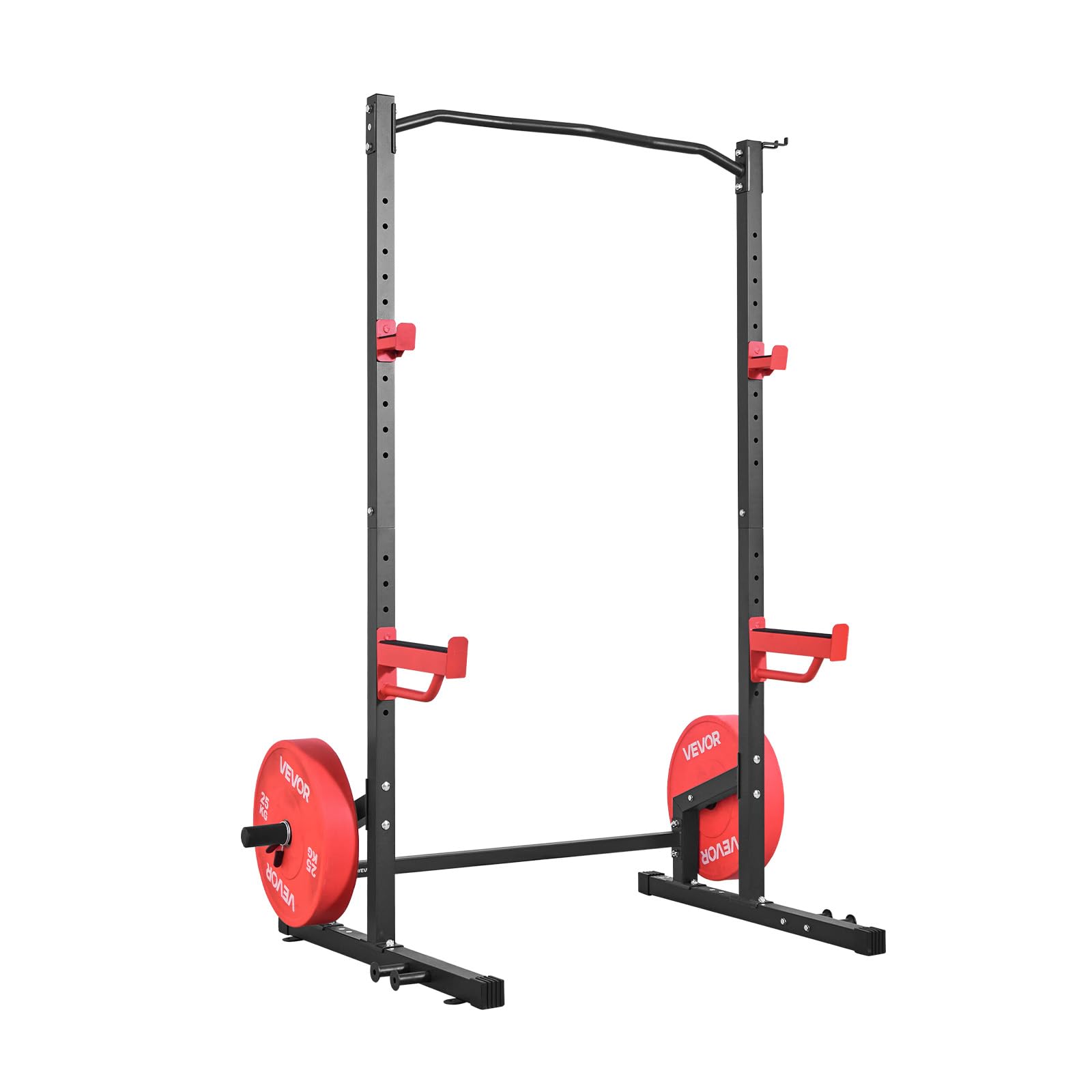 VEVOR Power Tower Dip Station Multifunzionale per Palestra Domestica, Attrezzatura per Allenamento della Forza da 453 kg con 4 Pioli per Fasce, Ganci a J Regolabili e Barre di Sicurezza