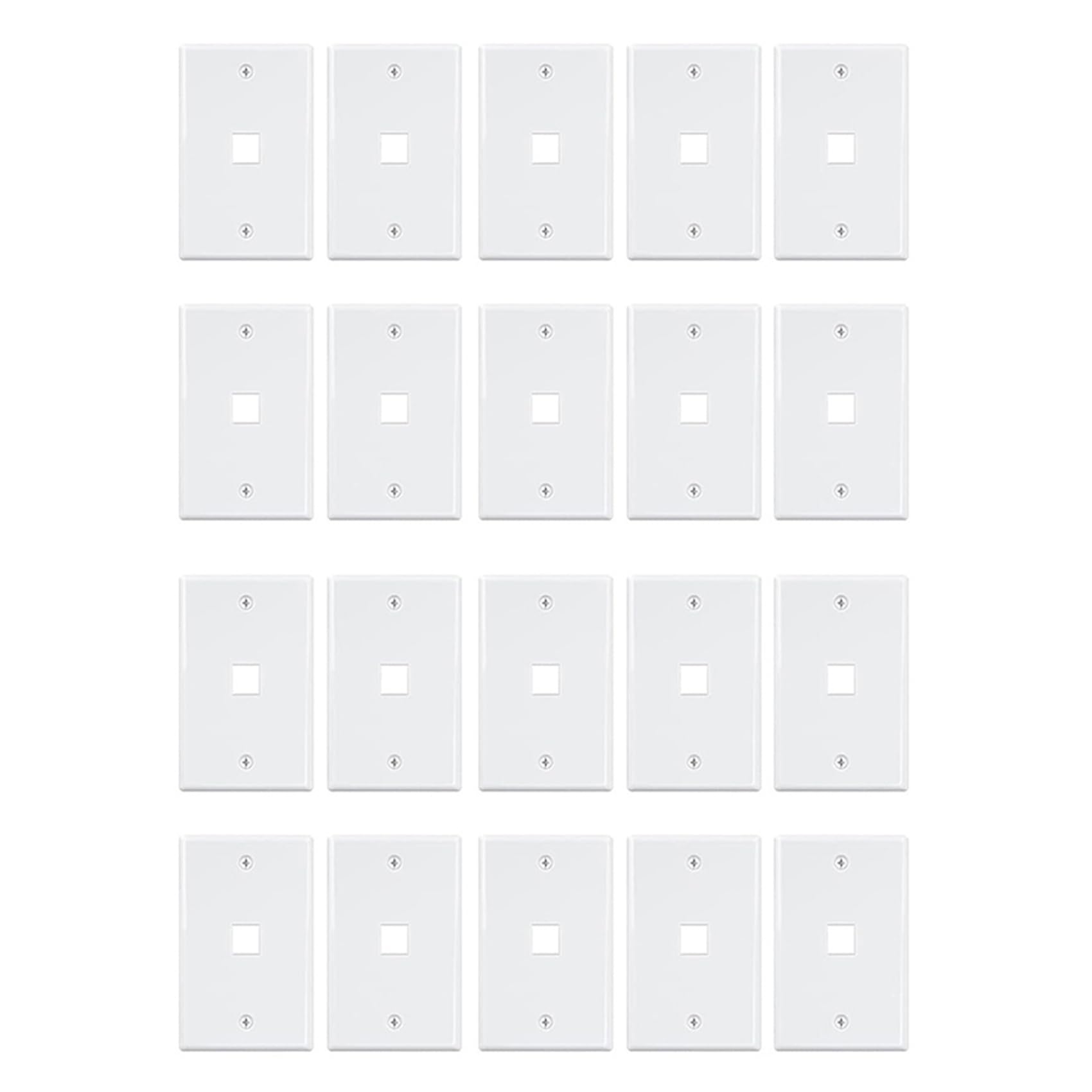 Jnchdghwa 20-Pack 1 Port Jack Wall Plate, Low Profile Ethernet Wall Plate Single Gang Wall Plates for