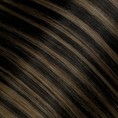 Image of LaaVoo Human Hair Tape in Weft Extensions Balayage Brown Hair Extensions Tape Weft Human Hair Invisble Tape ins Hair Extension Ombre Brown to Light Brown 20inch 50G